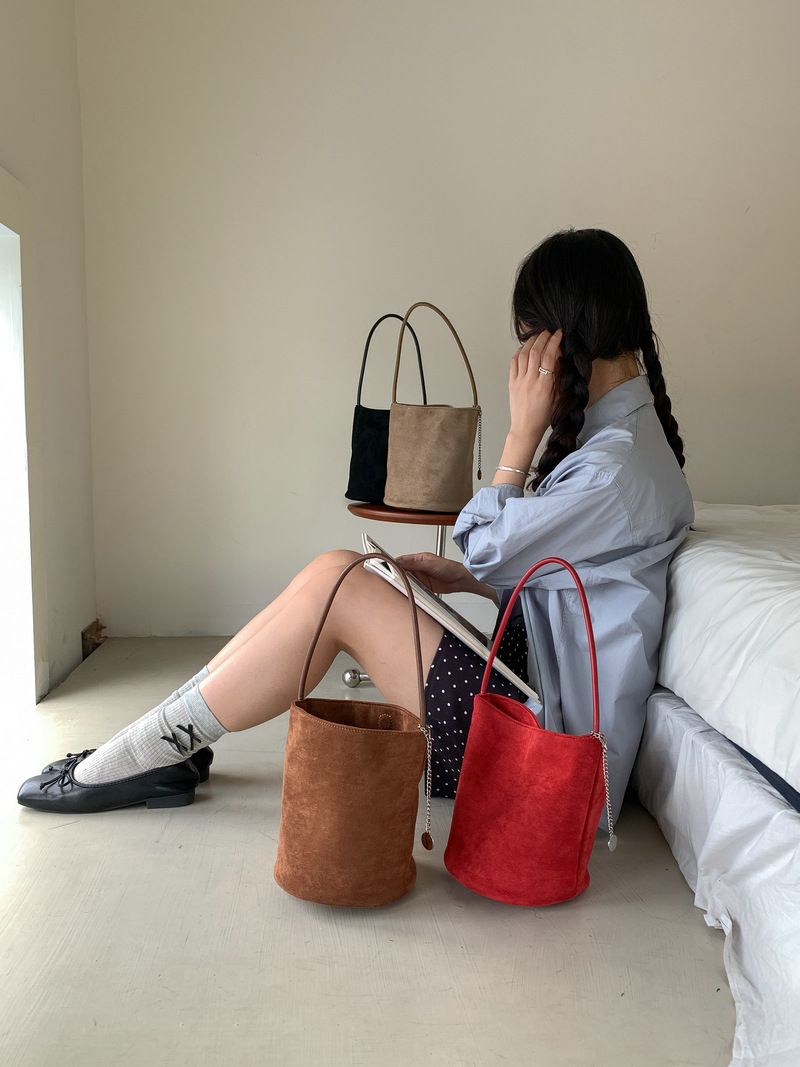 Suede Chain Mini Shoulder Bucket Bag