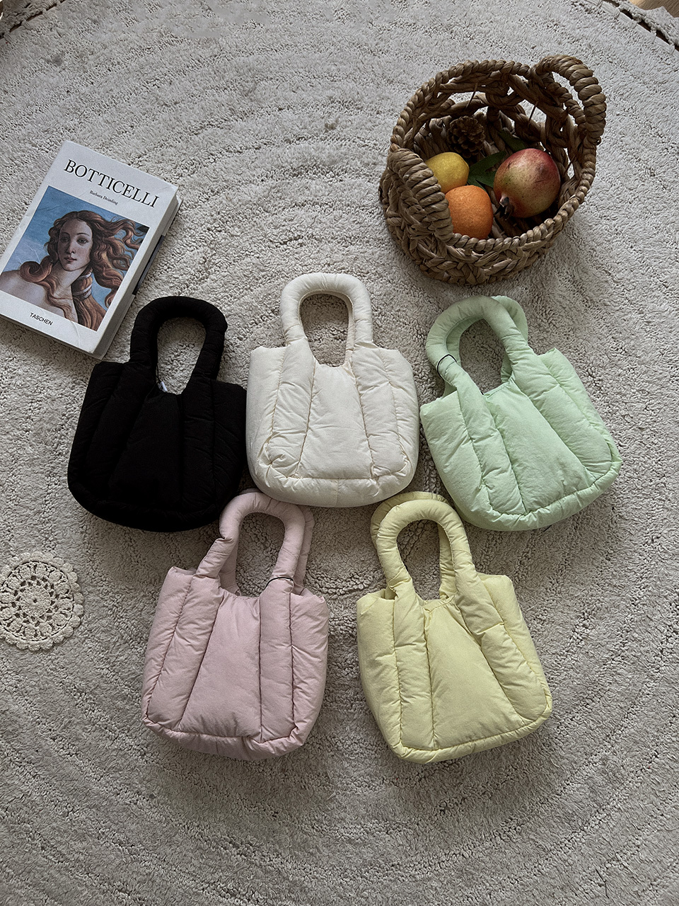 Nylon quilted chain mini tote bag