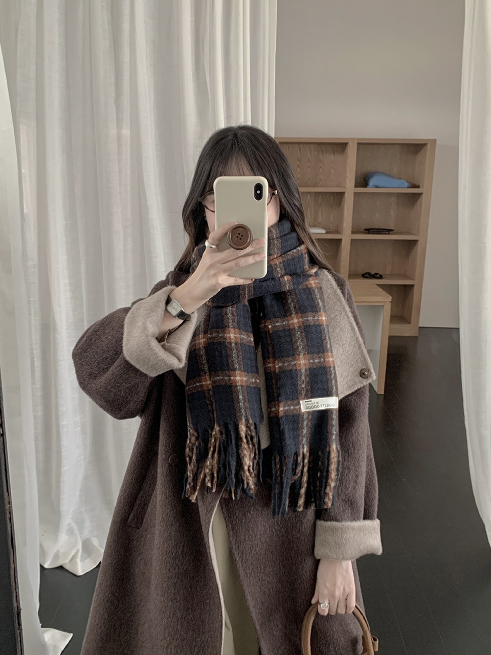 Checked Classic Knit Scarf