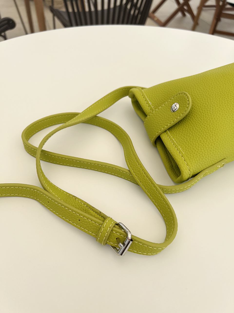 Button-belted mini cross-shoulder bag