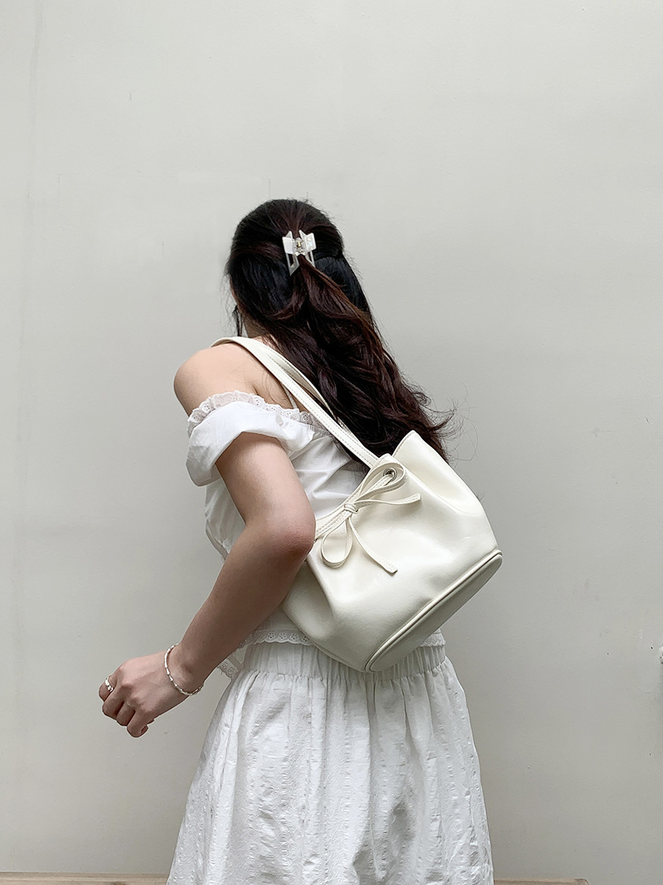 Ribbon Ballet Core Wrinkle Leather Tote Bag (6 colors)