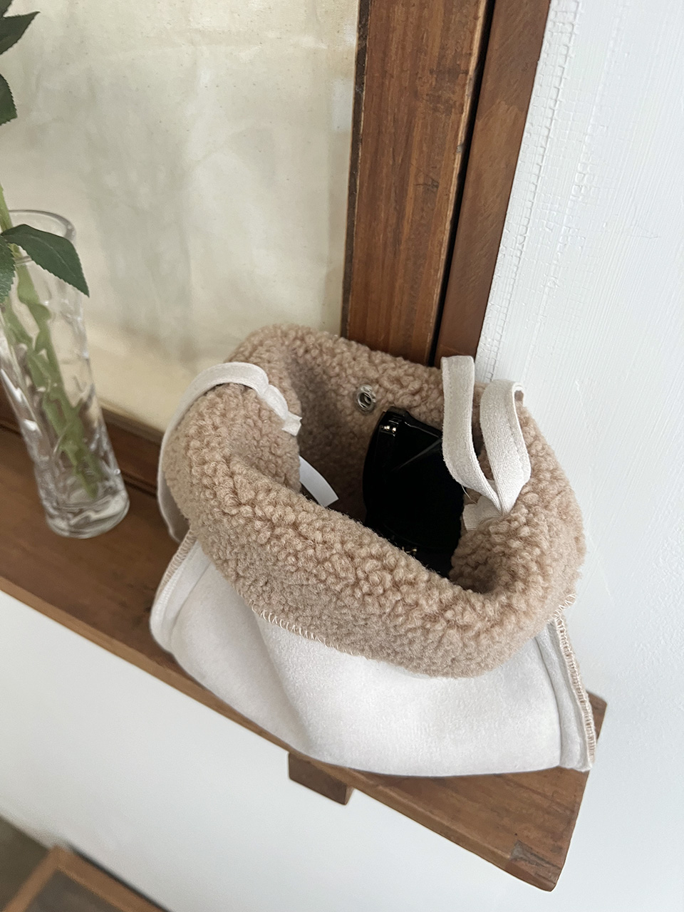 Fluffy fur suede mini bag