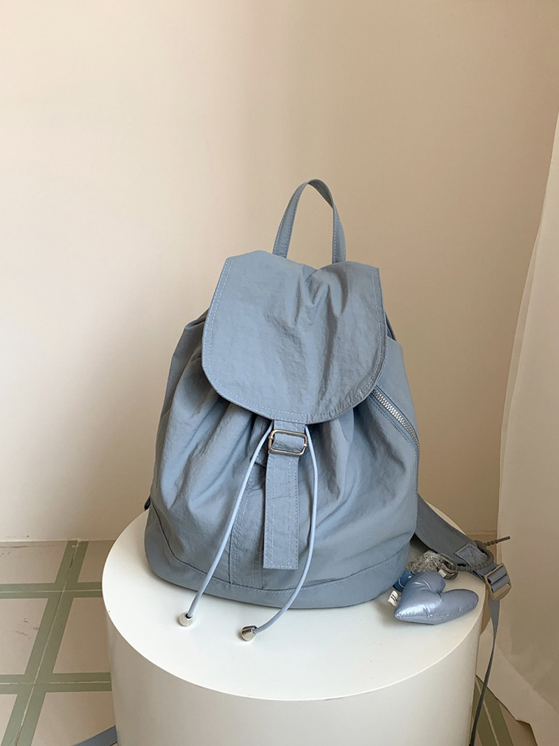 Buckle side zip-up nylon backpack (4 colors)