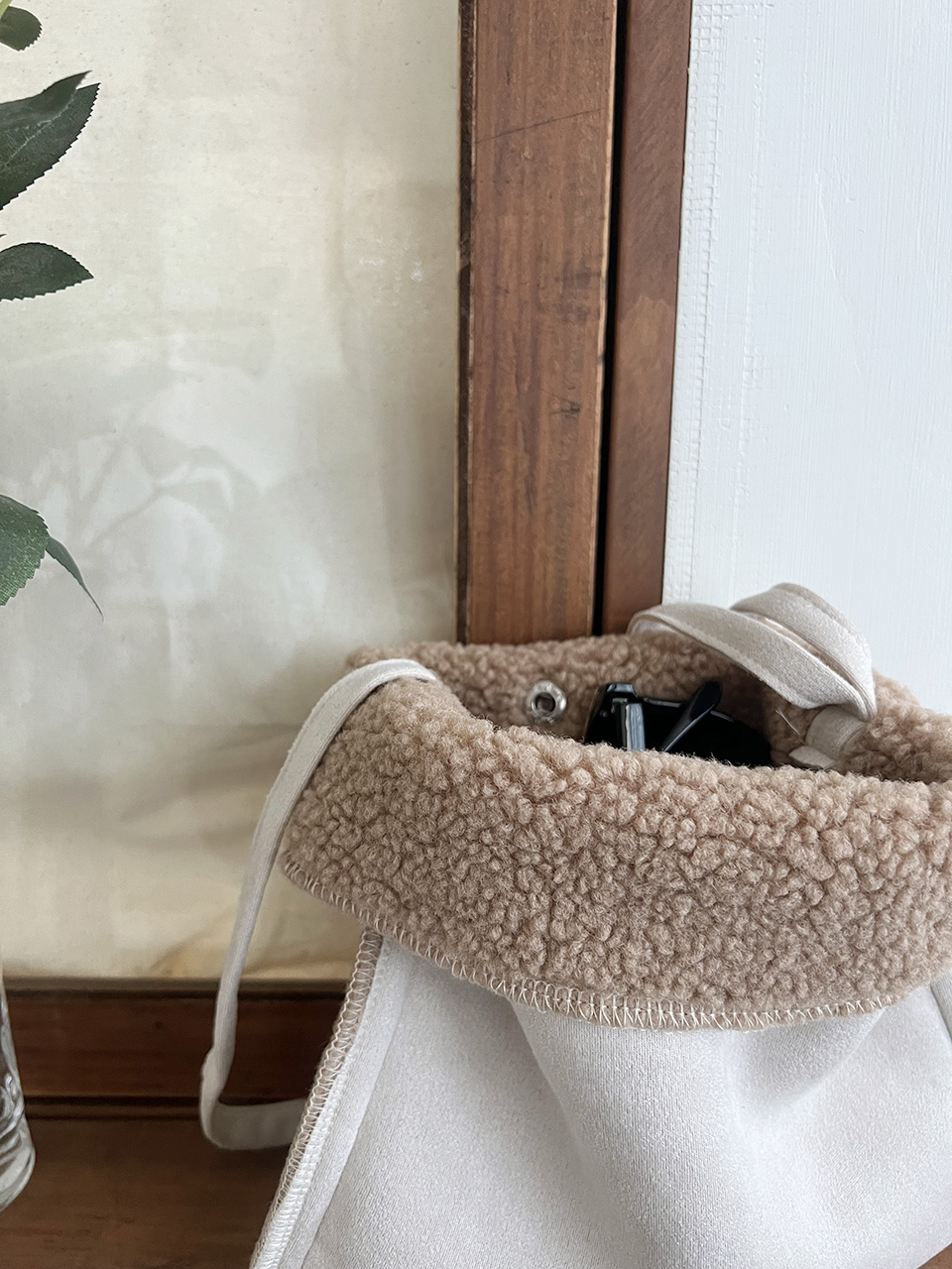 Fluffy fur suede mini bag