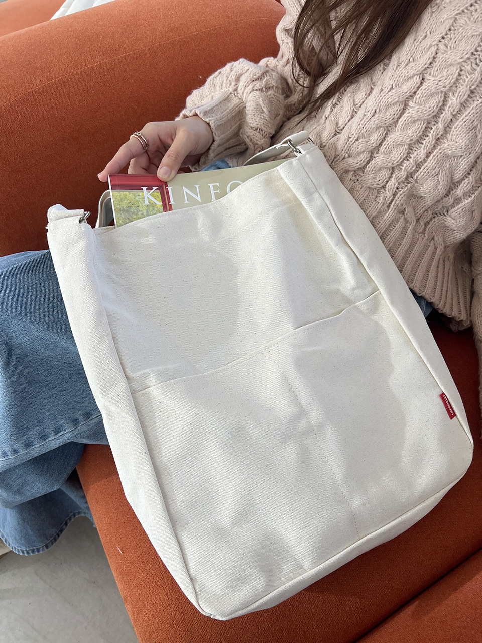 2-Pocket Plain Big Cloth Eco Bag (3 colors)