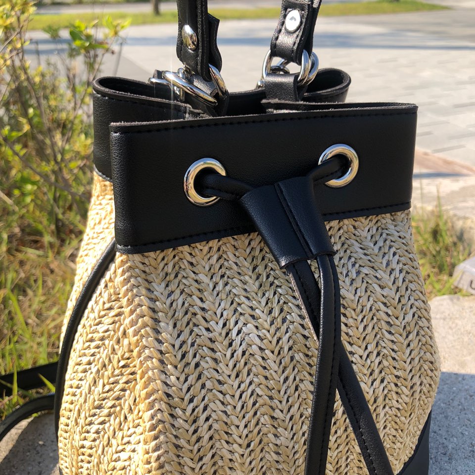Rattan Mini 2-Way Bucket Bag