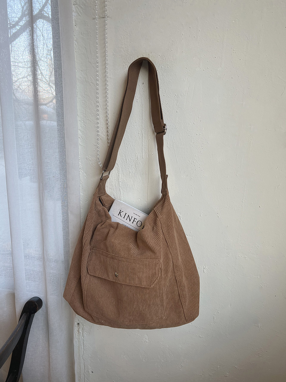 Corduroy Pocket Big Cross Eco Bag (6 colors)