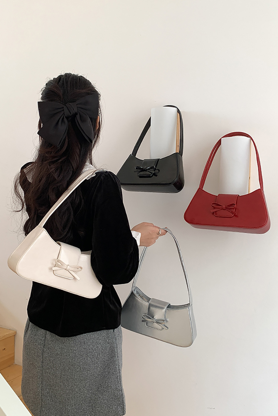 Ballet Core Ribbon Baguette Shoulder Bag