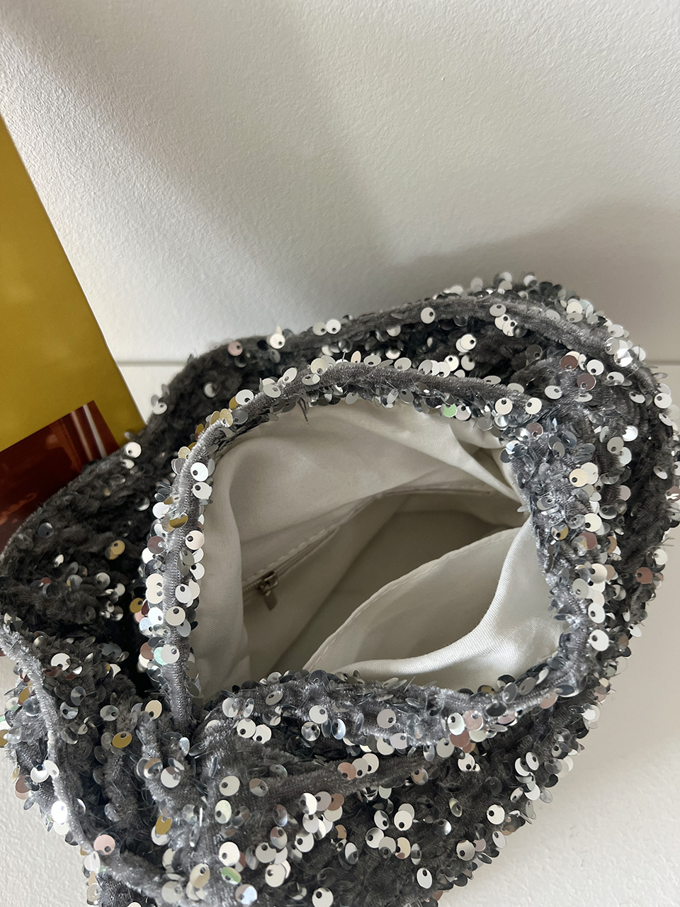 Bling Shirred Silver Mini Tote Bag