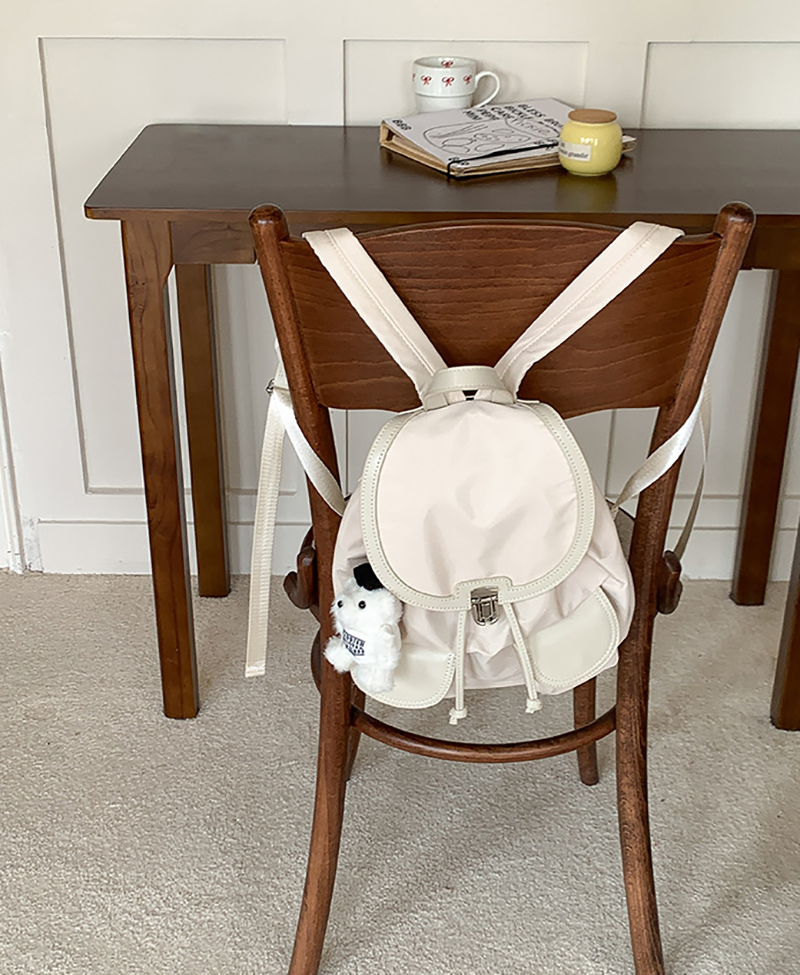 Buckle nylon string pocket daily backpack