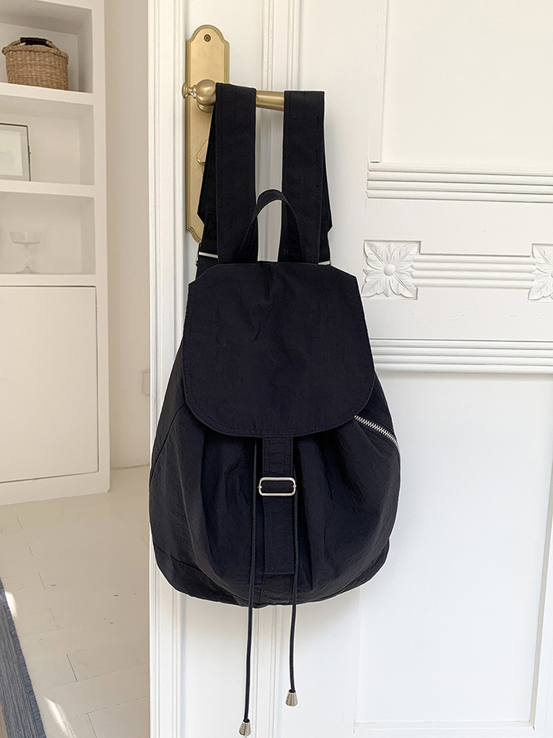 Buckle side zip-up nylon backpack (4 colors)
