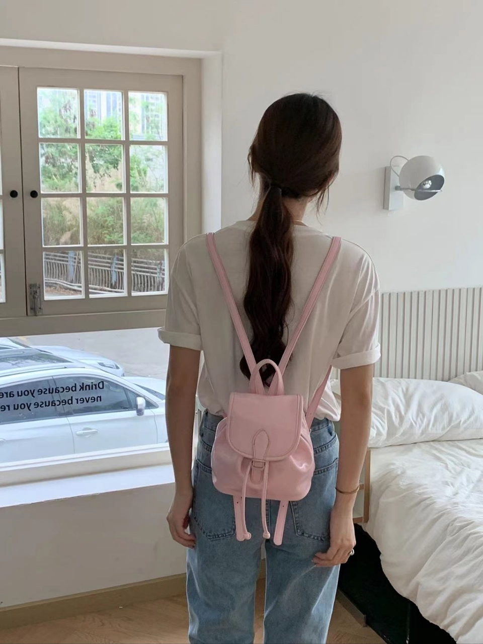 Wrinkle Buckle Bucket Mini Backpack (5 colors)