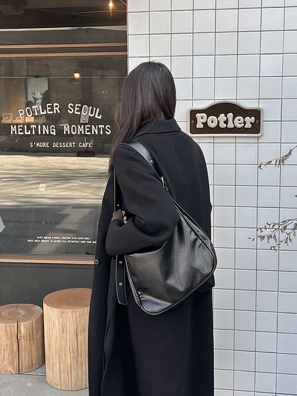 Leather Square Cross Hobo Bag