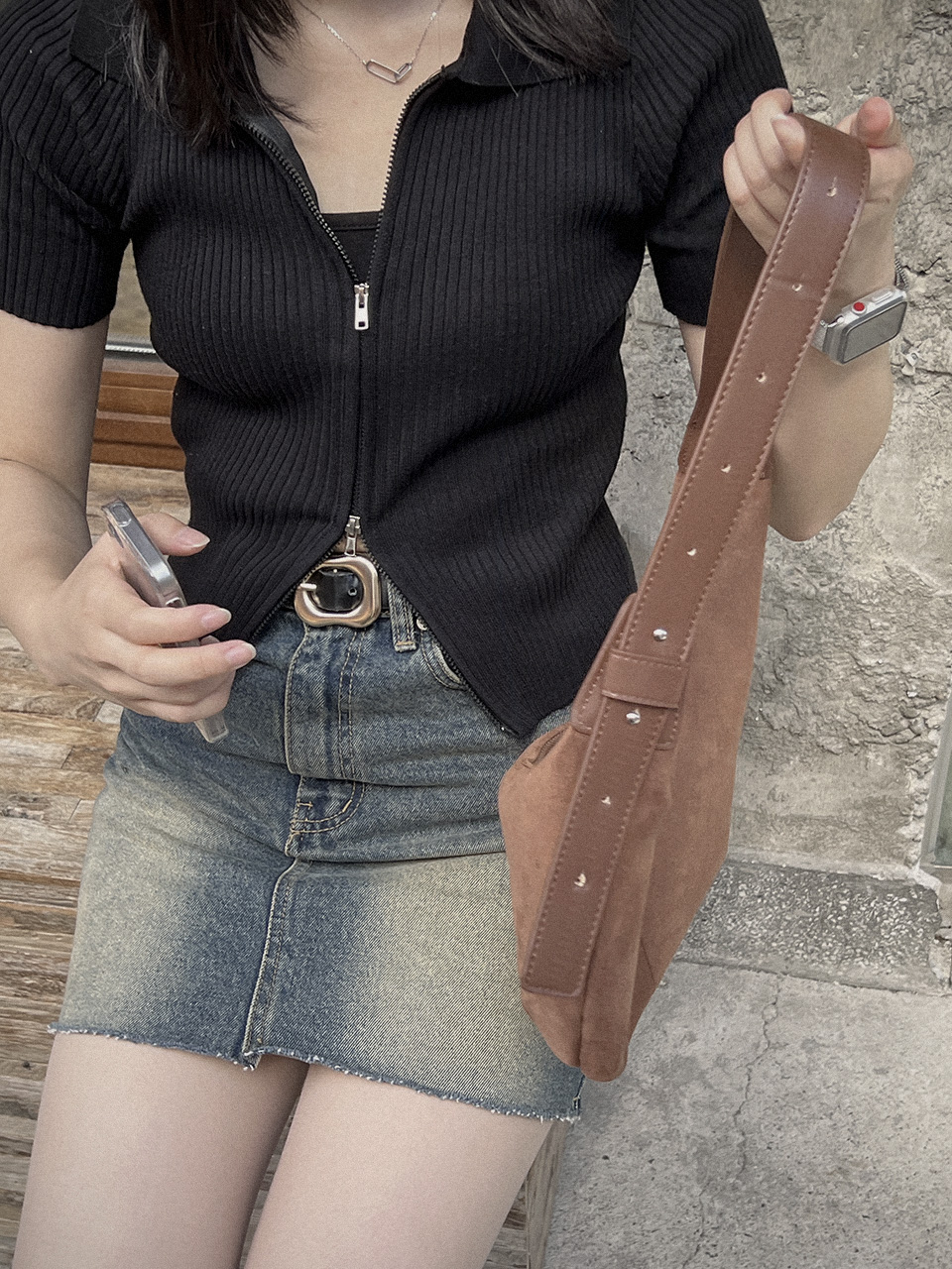 Suede Round Tote Bag/Shoulder Bag