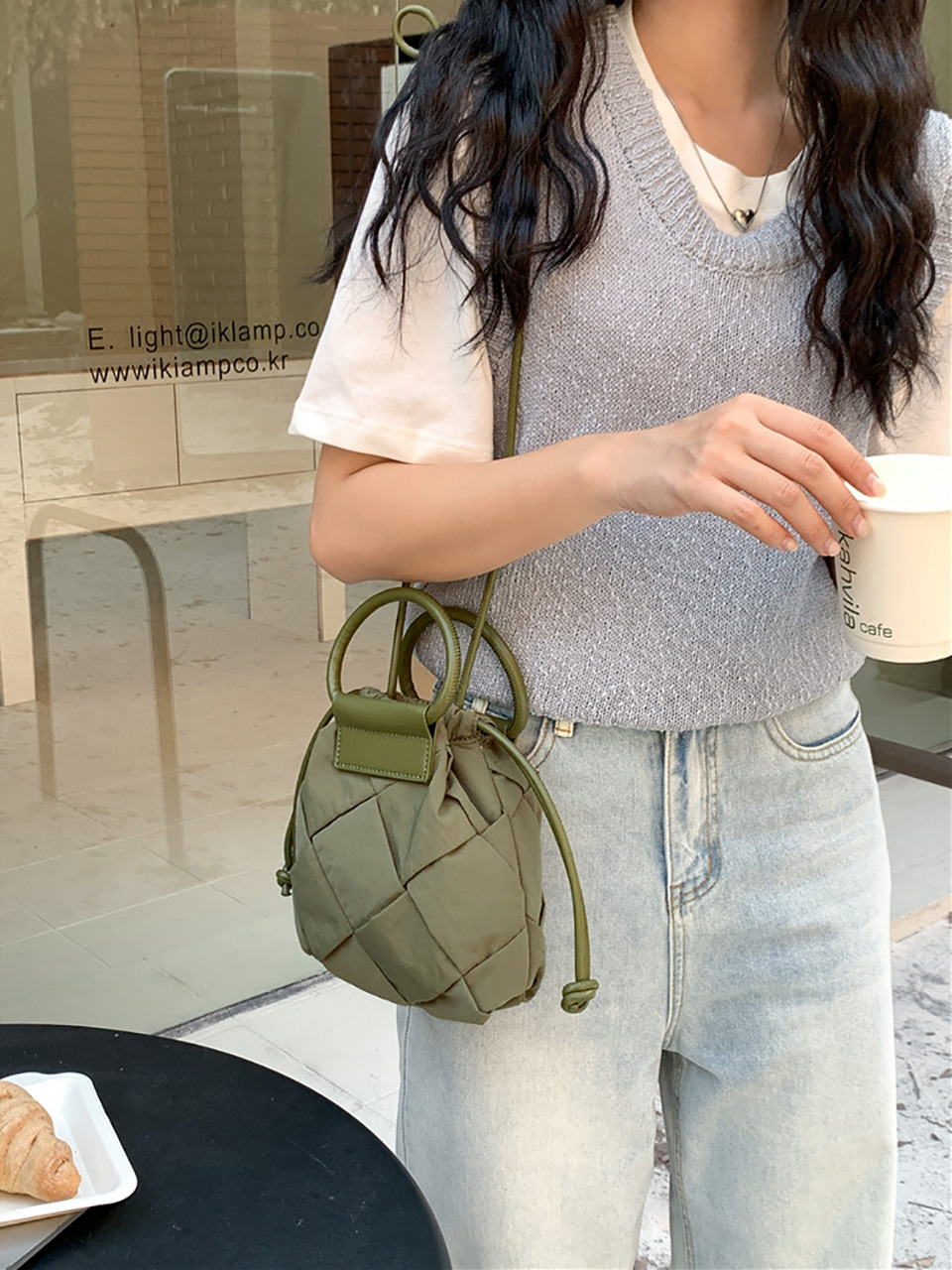Quilted Nylon Mini Bucket Bag (4 colors)