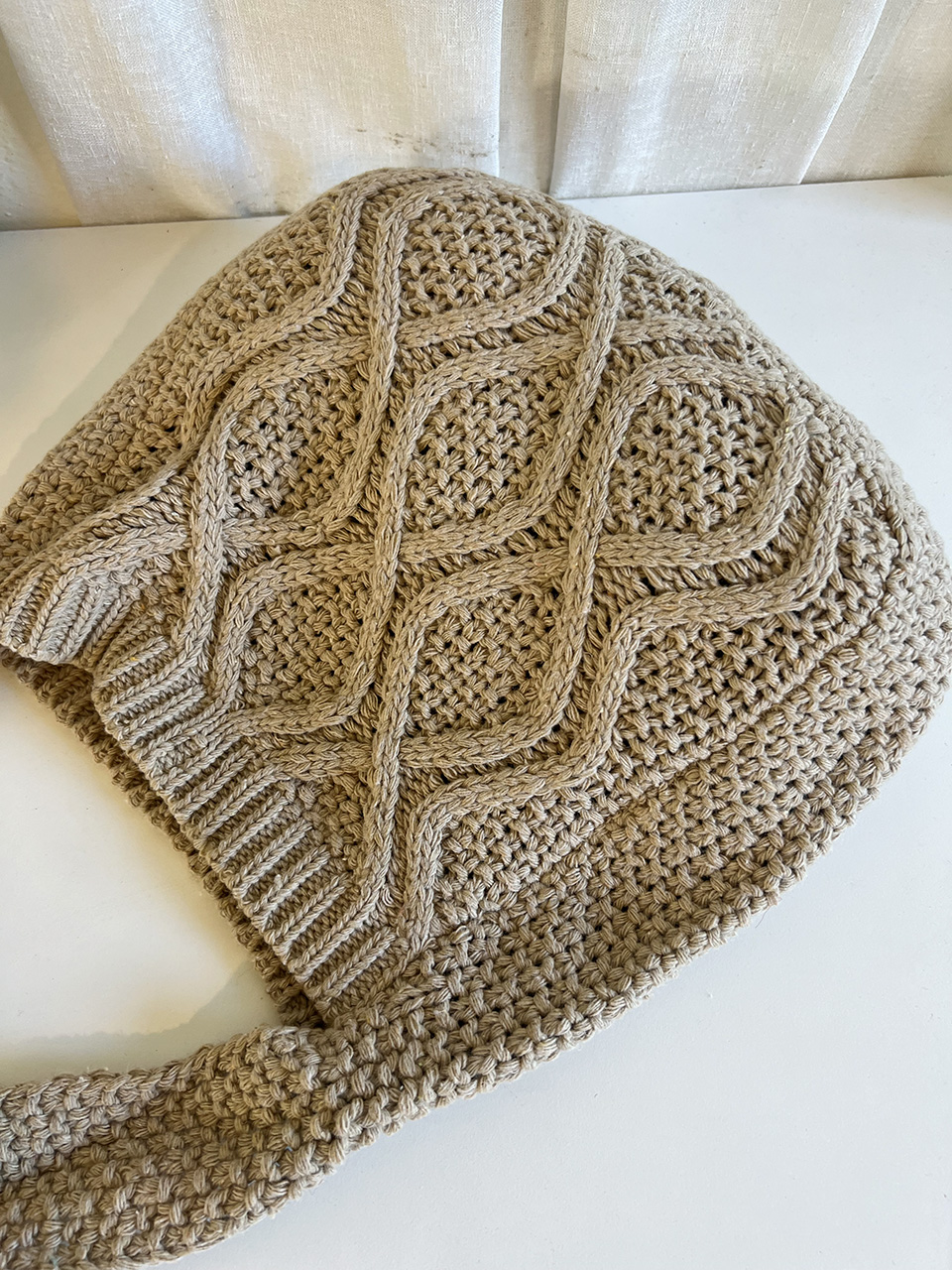 Knit twist crochet shoulder eco bag