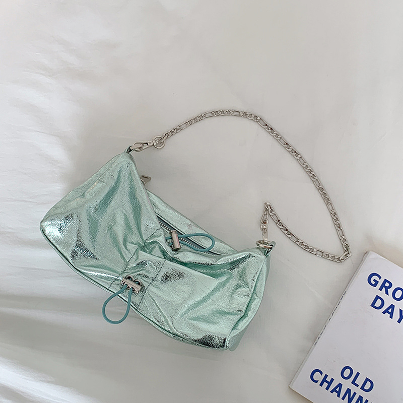 Monroe Cross Shirring Silver Mini Chain Bag