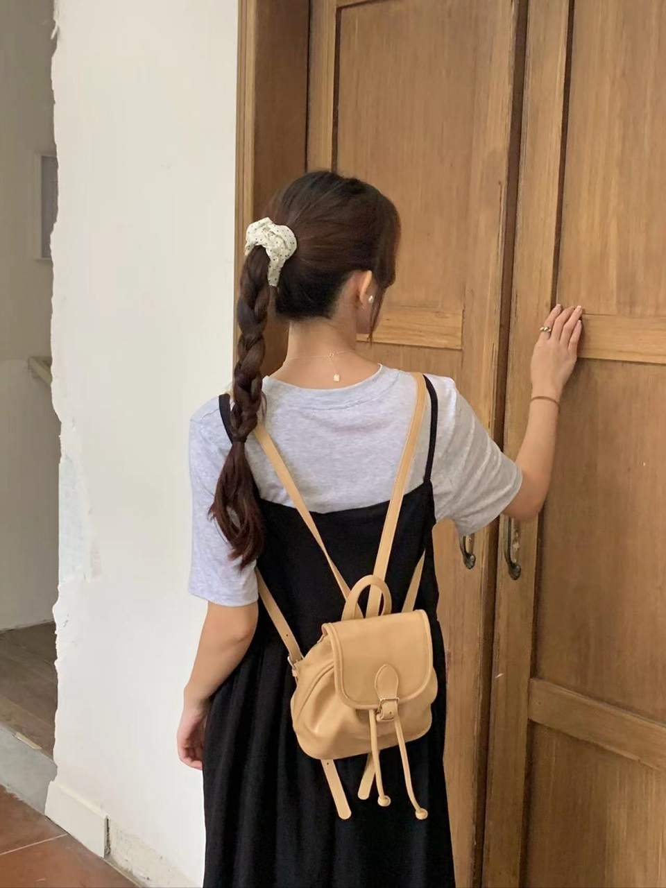 Wrinkle Buckle Bucket Mini Backpack (5 colors)