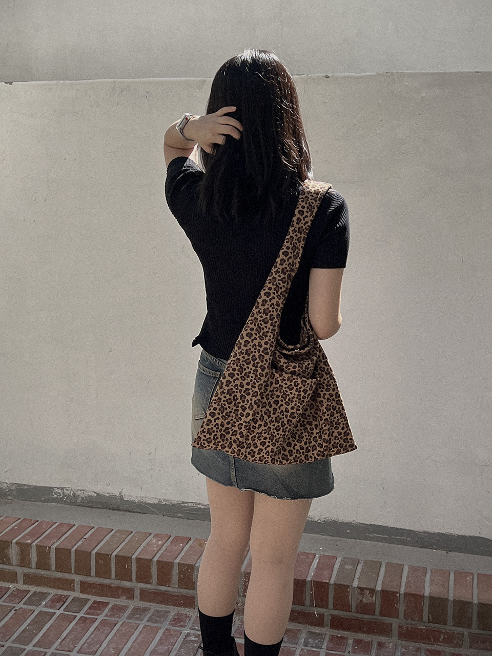 Leopard print suede eco bag/tote bag