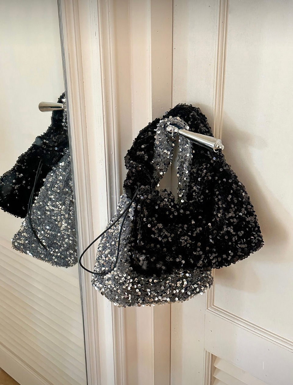 Bling Shirred Silver Mini Tote Bag