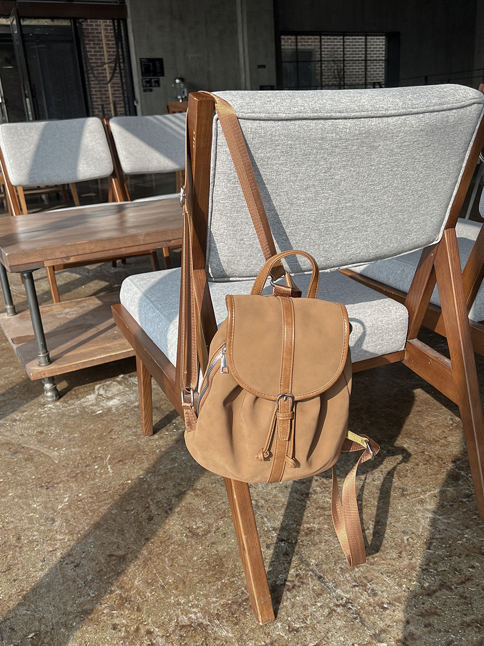 Suede Sheepskin Leather Mini Bucket Bag/Backpack