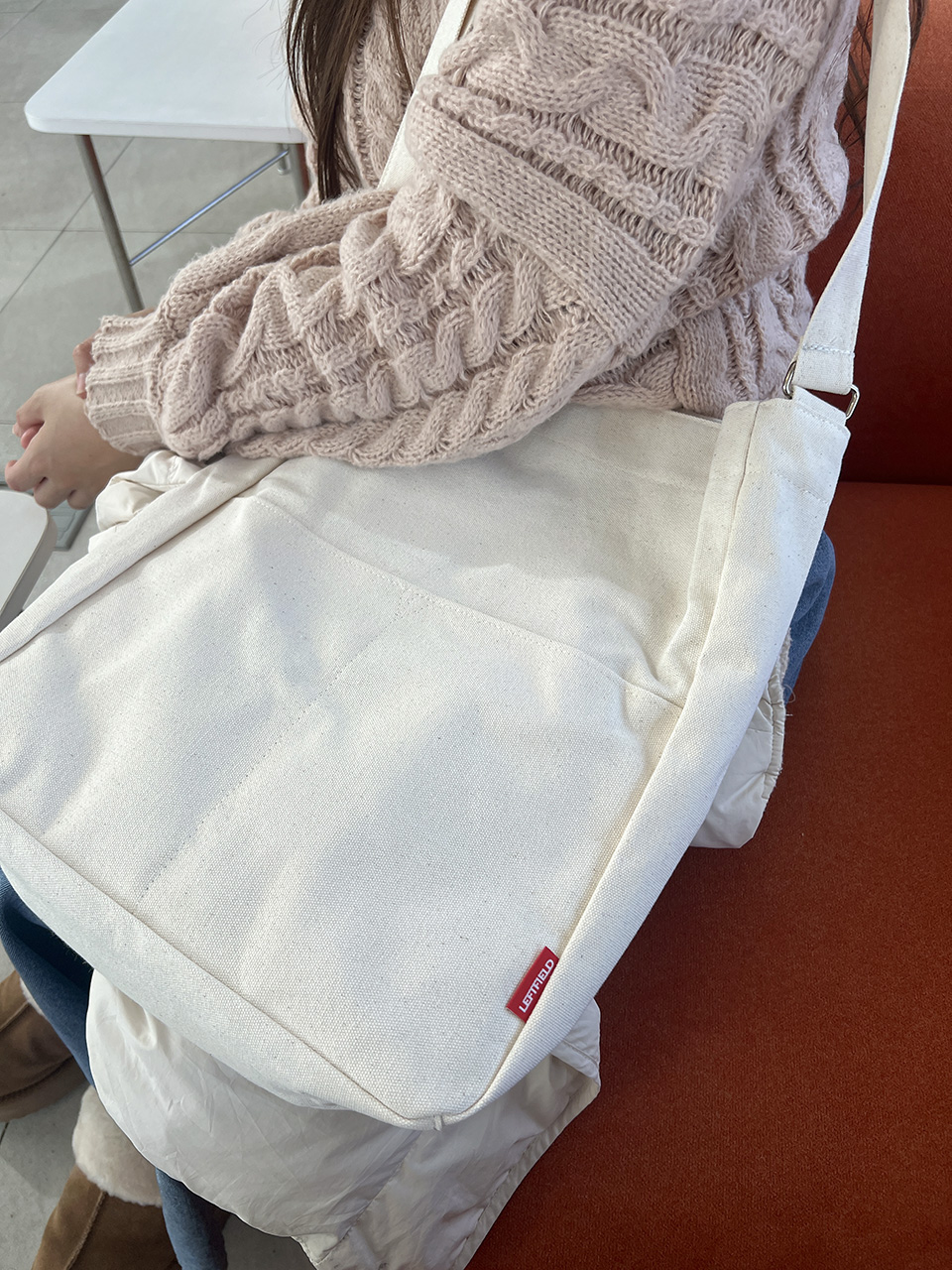 2-Pocket Plain Big Cloth Eco Bag (3 colors)