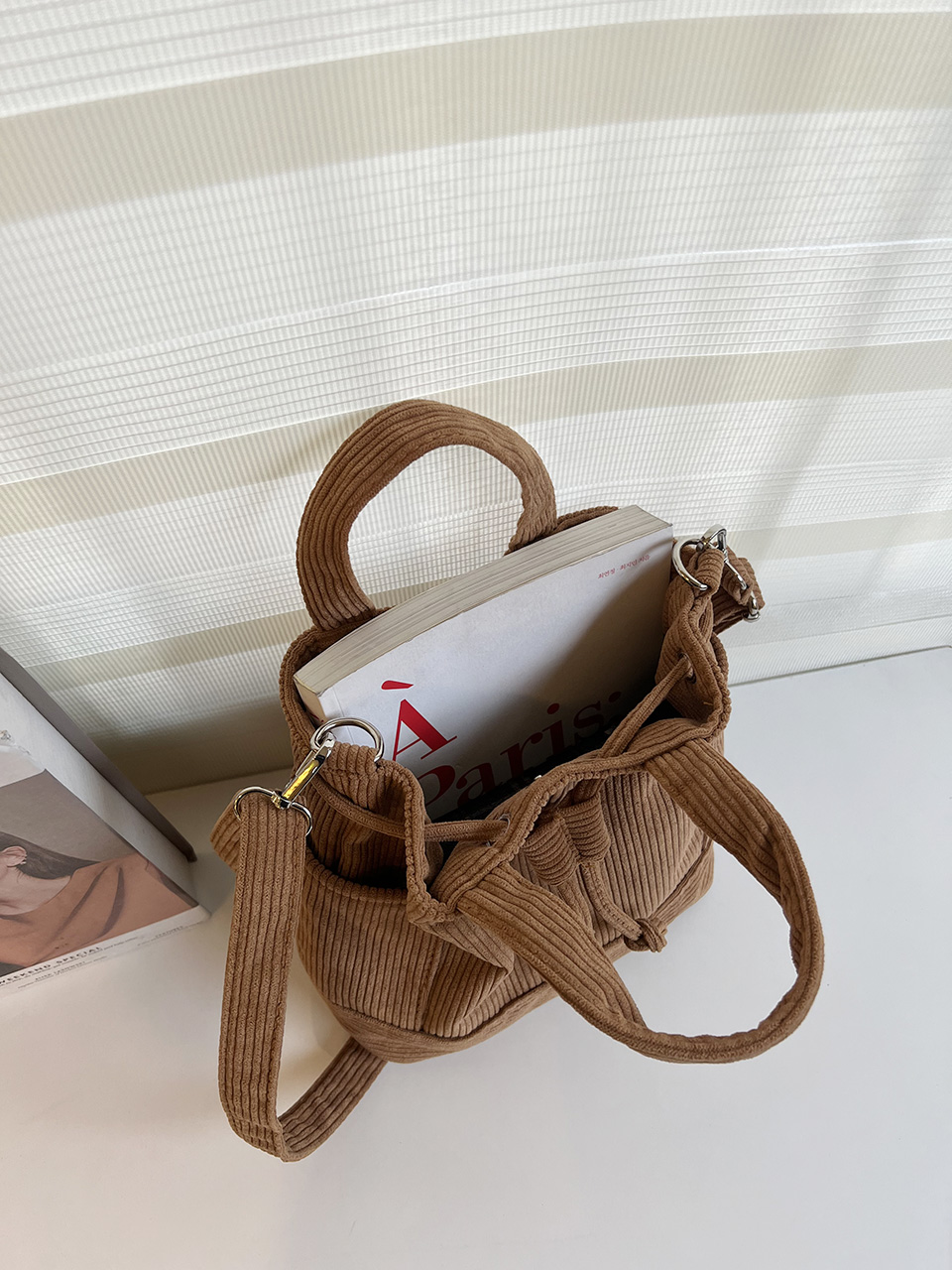 Corduroy Mini Bucket Bag, Bucket Cloth Eco Bag (6 colors)