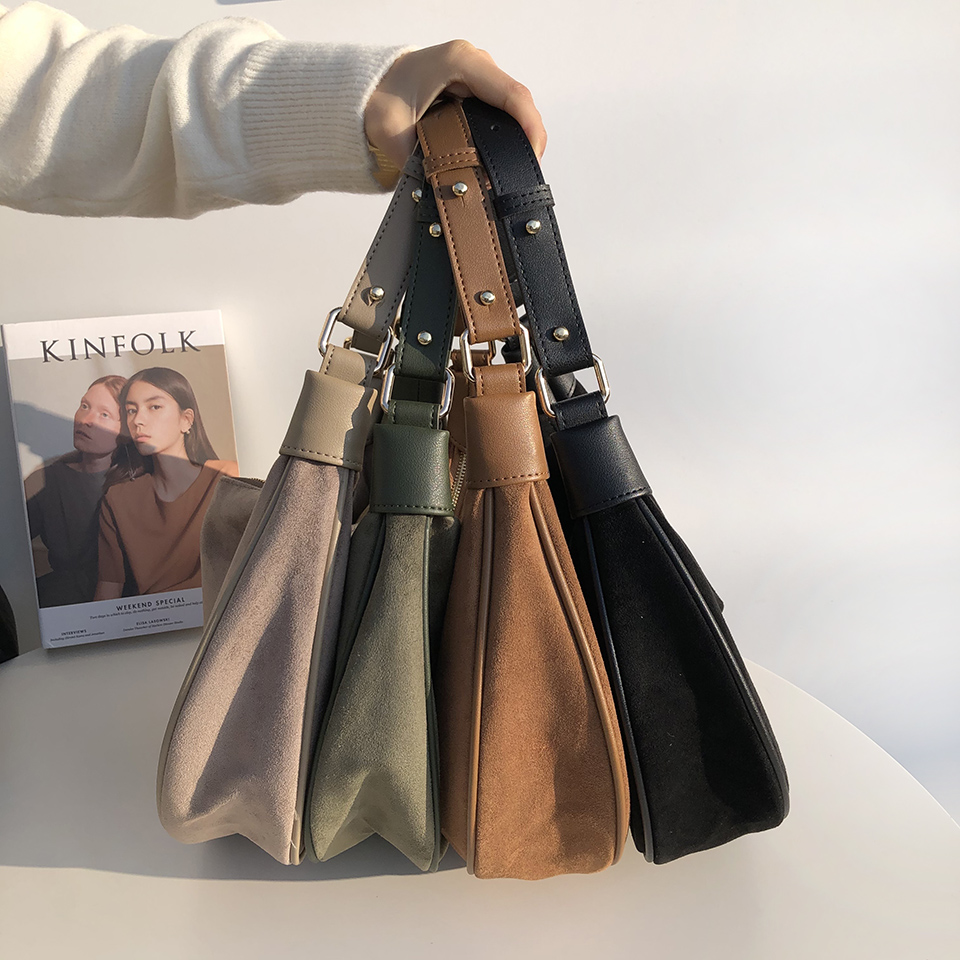 Suede shoulder bag