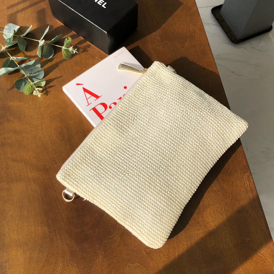 Frappe Rattan Zipper Cross Clutch Bag