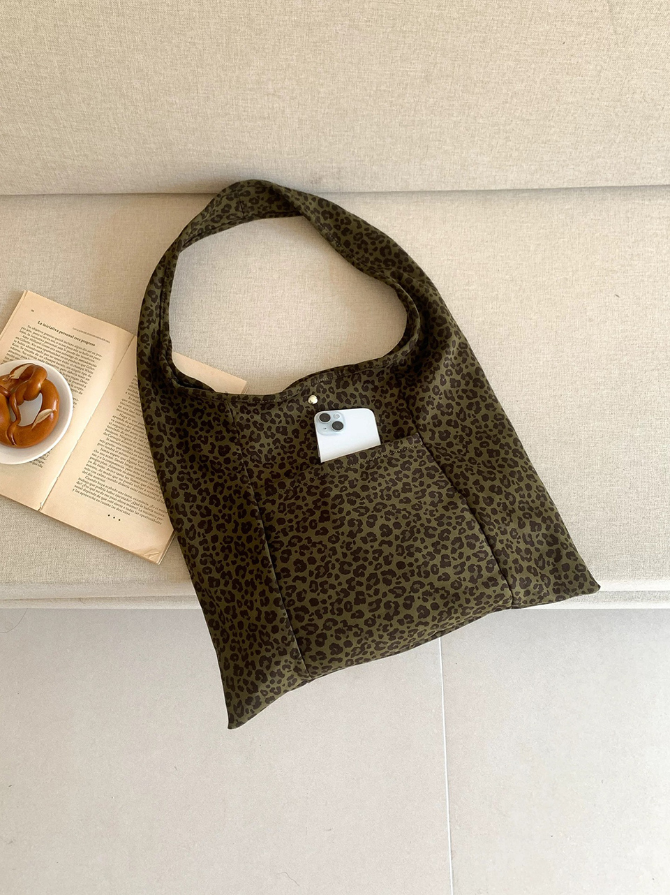 Leopard print suede eco bag/tote bag