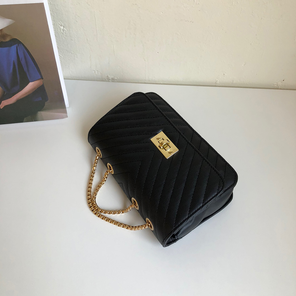 V-Quilted Mini Square Chain Bag