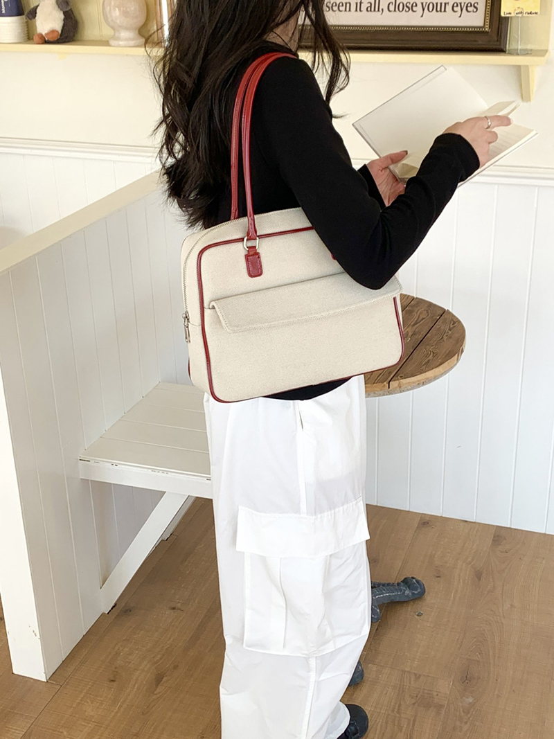 Jacquard leather tote bag/shoulder bag