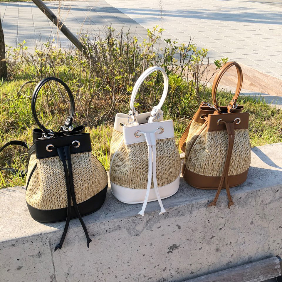 Rattan Mini 2-Way Bucket Bag
