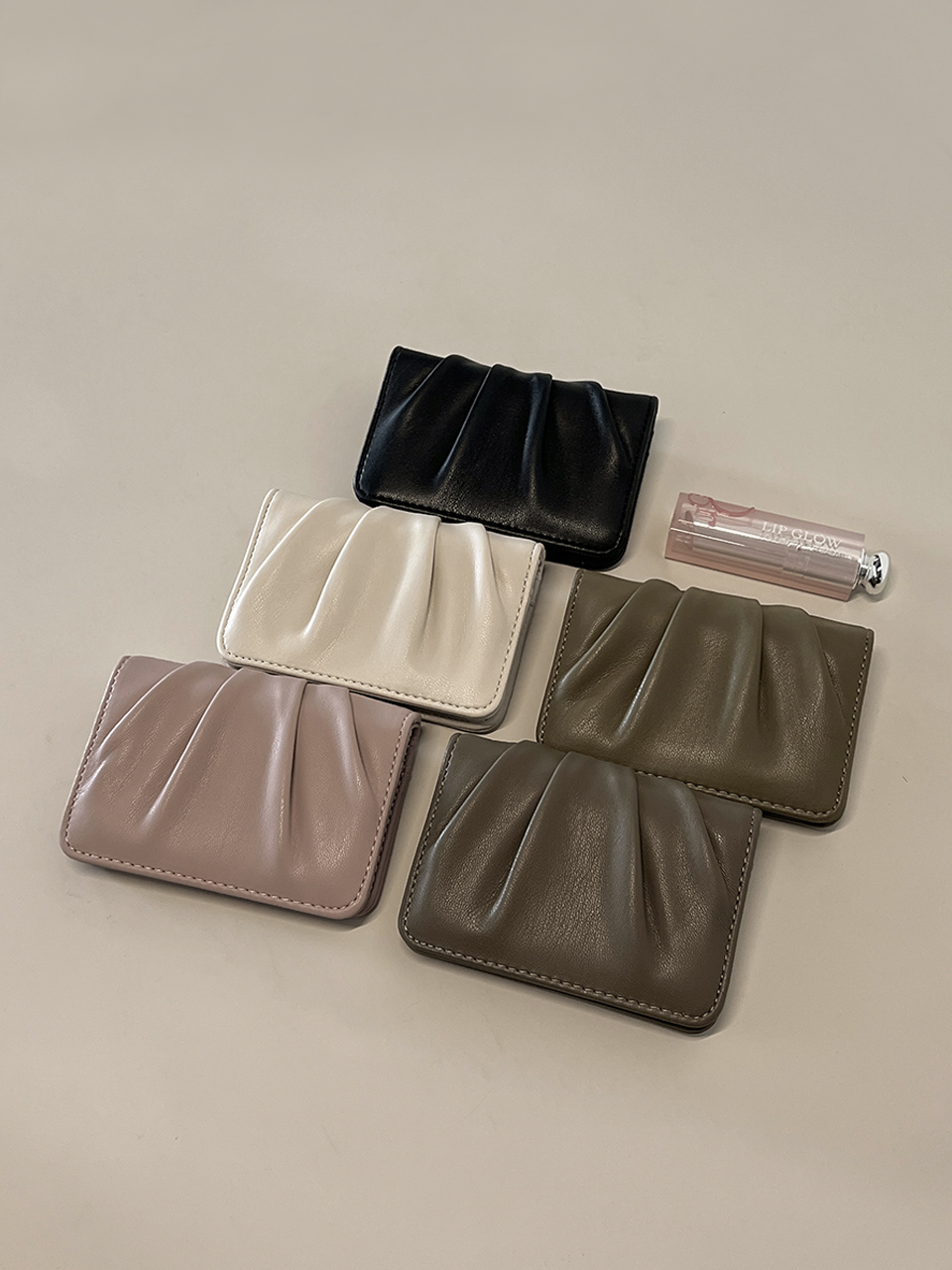 Shirring Leather Card Case