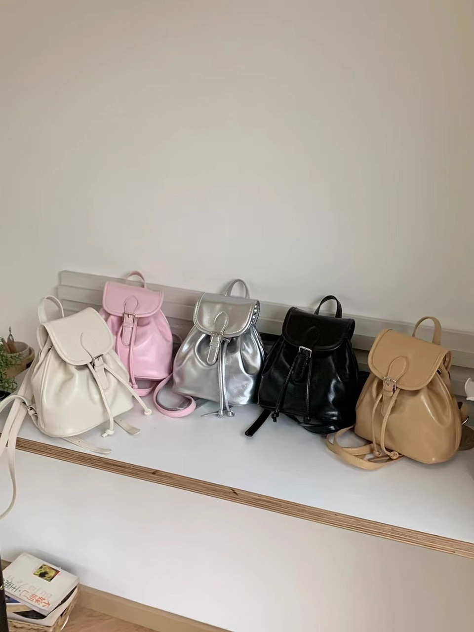 Wrinkle Buckle Bucket Mini Backpack (5 colors)