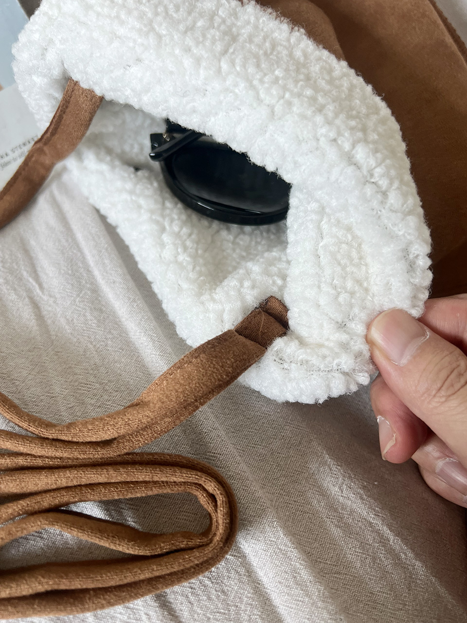 Fluffy fur suede mini bag