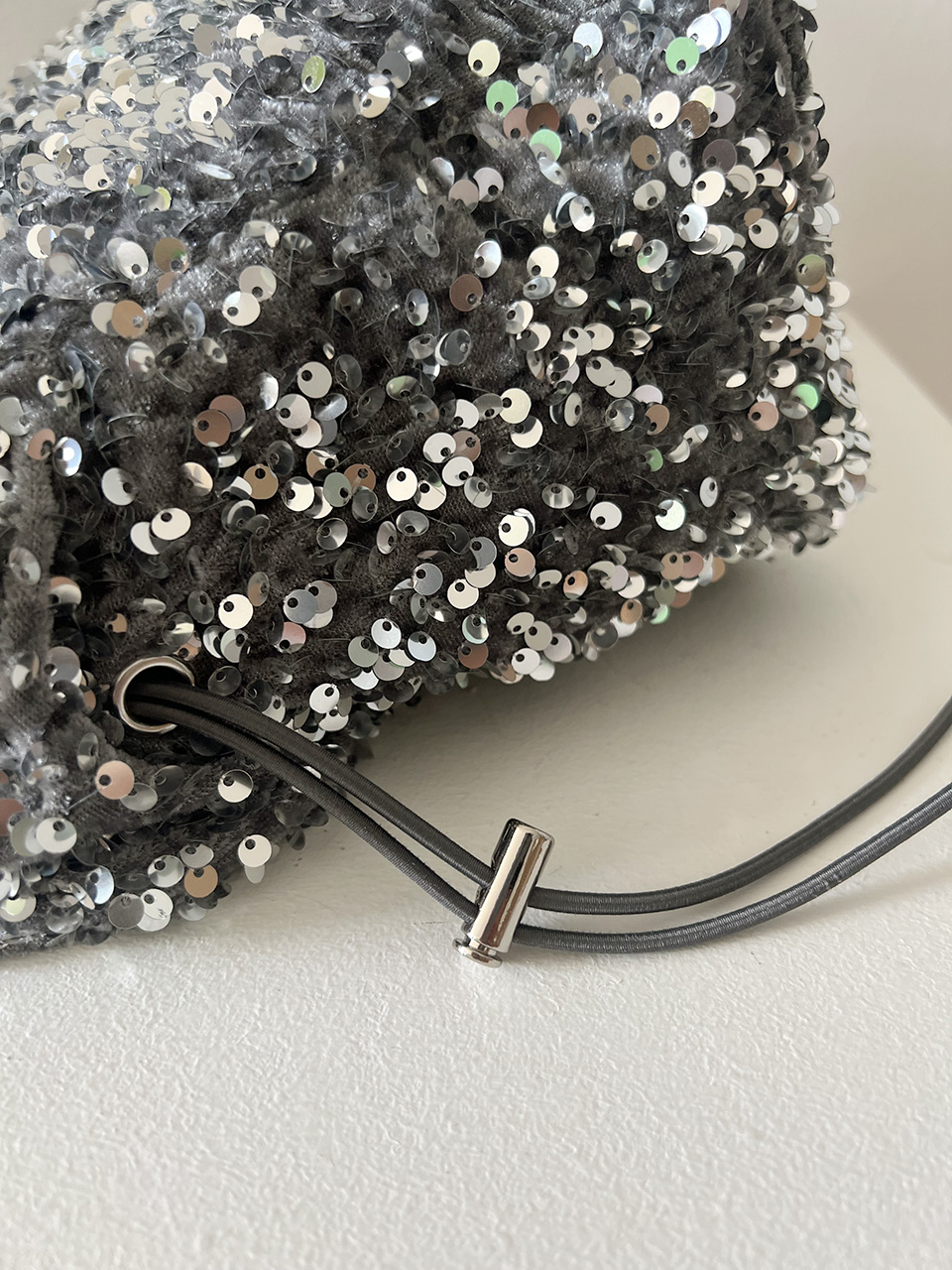 Bling Shirred Silver Mini Tote Bag