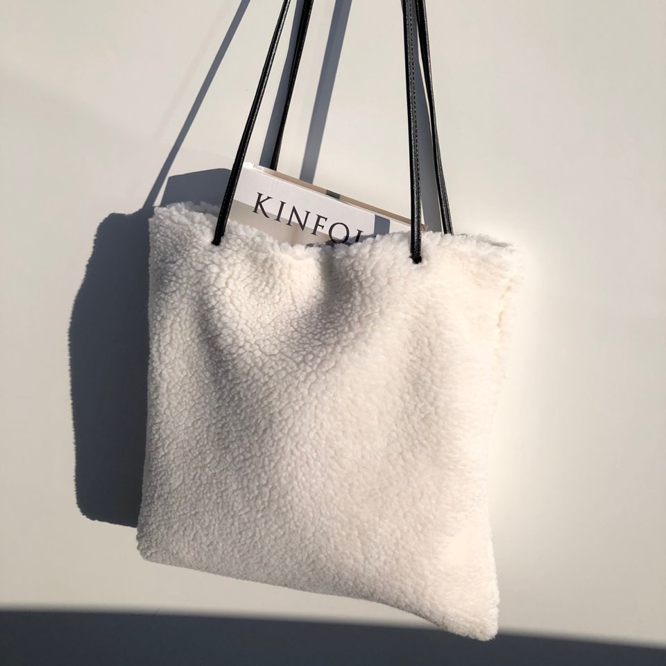 Fleece Leather Drawstring Boa Eco Bag
