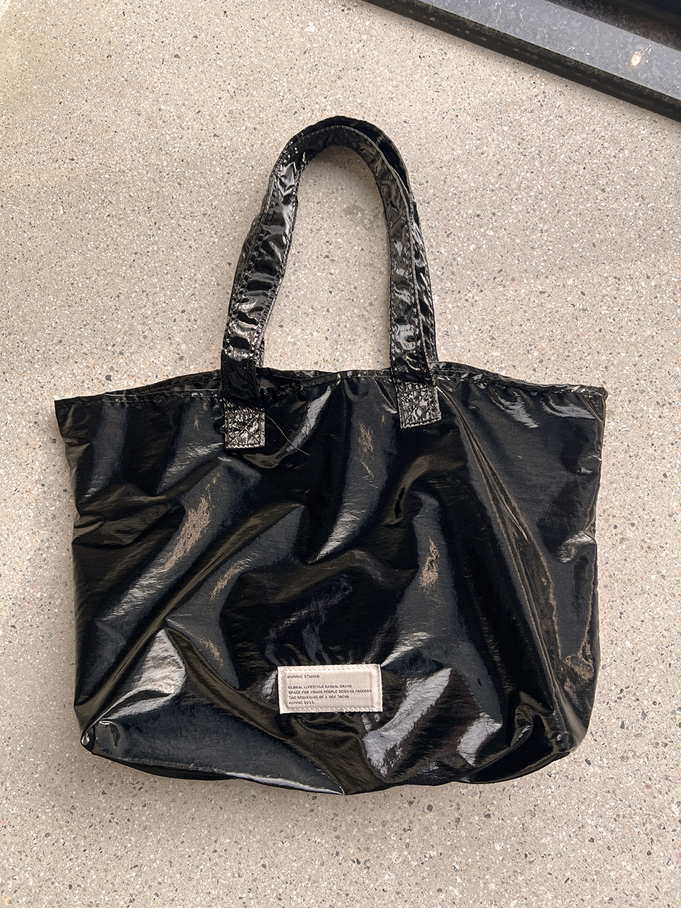 Glossy nylon shoulder bag