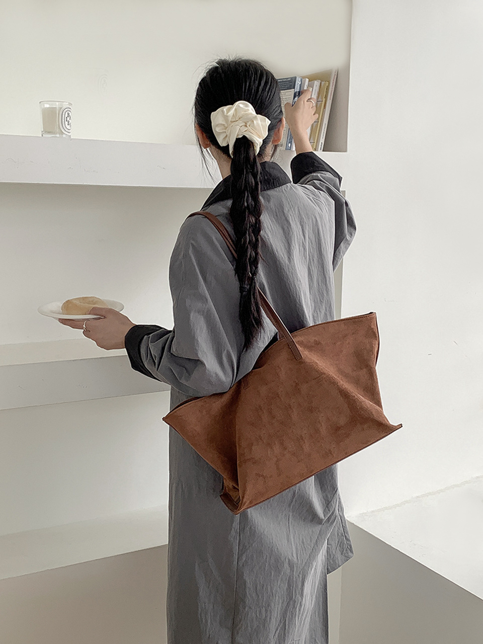 Suede Classic Leather Big Tote Bag/Shoulder Bag