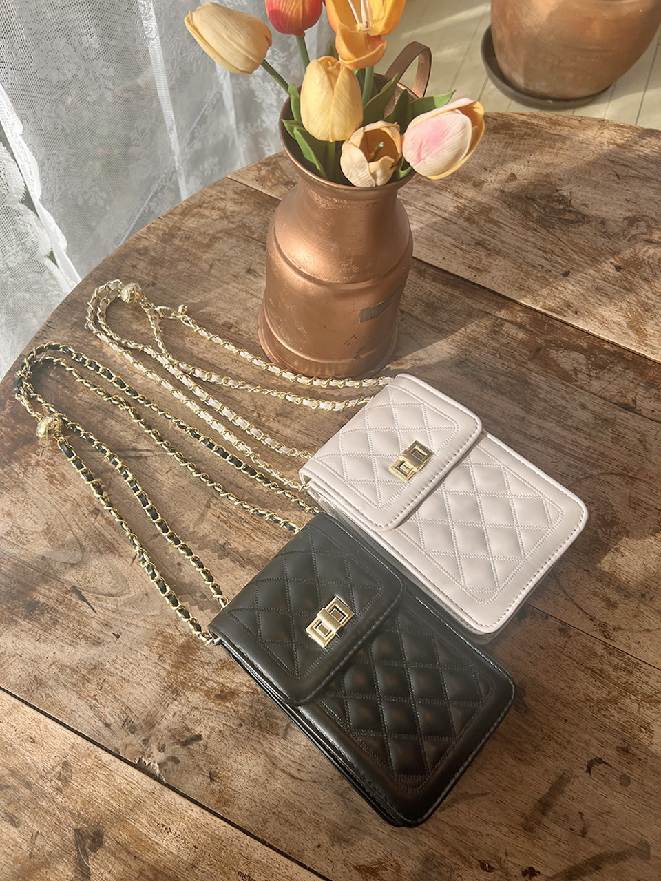 Lotia Quilted Square Chain Mini Shoulder Bag (2 colors)