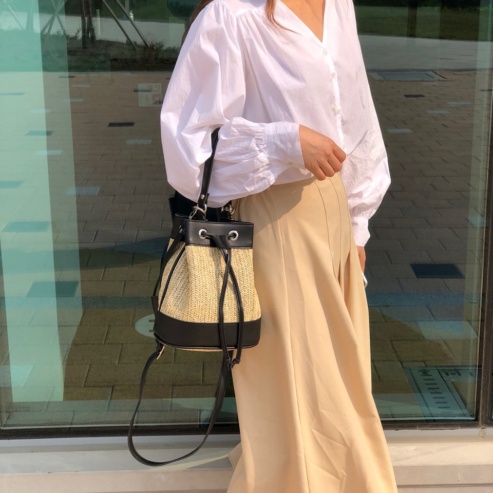 Rattan Mini 2-Way Bucket Bag