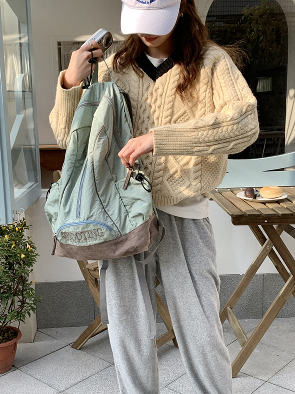 Shooting Embroidered String Pocket Nylon Backpack
