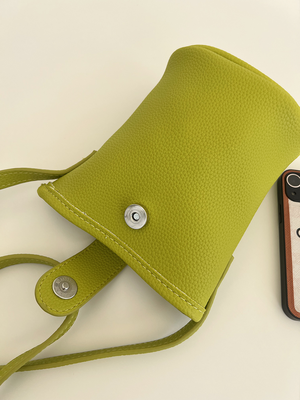 Button-belted mini cross-shoulder bag