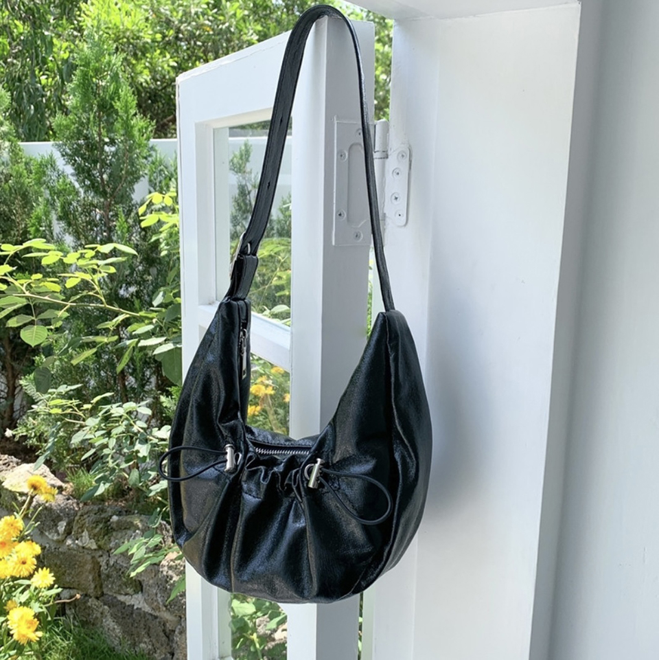 Ditto Cross Silver Denim Shirred Shoulder Bag