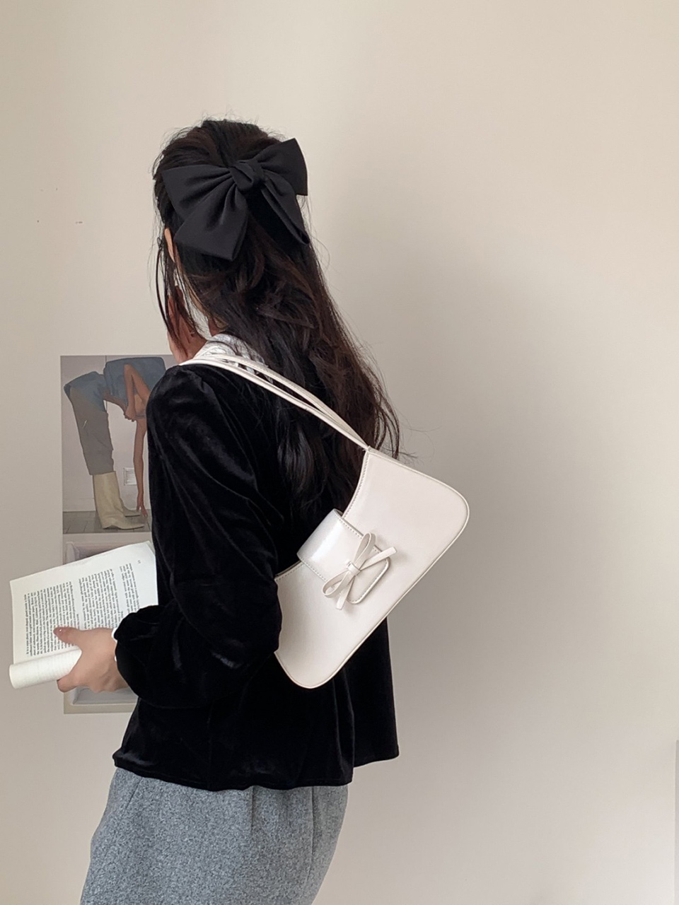 Ballet Core Ribbon Baguette Shoulder Bag