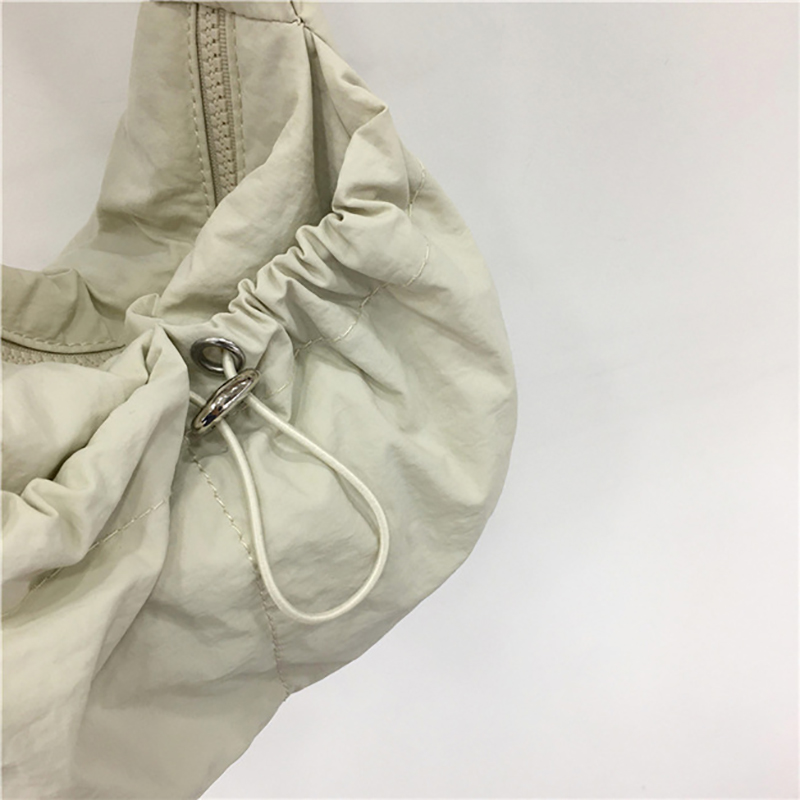 Shirring nylon pocket string shoulder bag (3 colors)