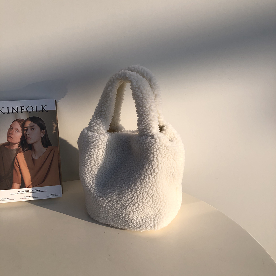 Fleece Boa Handle Tote Bag (3 colors)