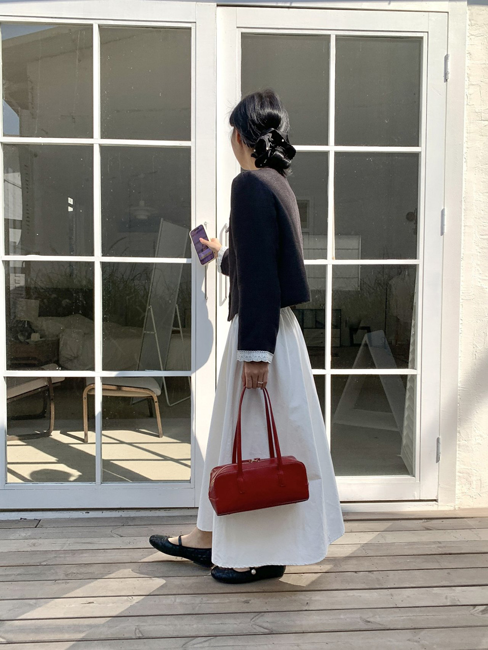 Crack Square Zip-Up Leather Shoulder Bag