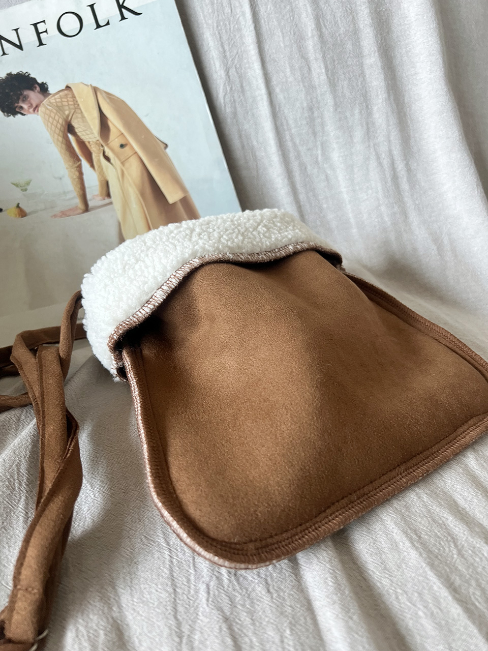 Fluffy fur suede mini bag